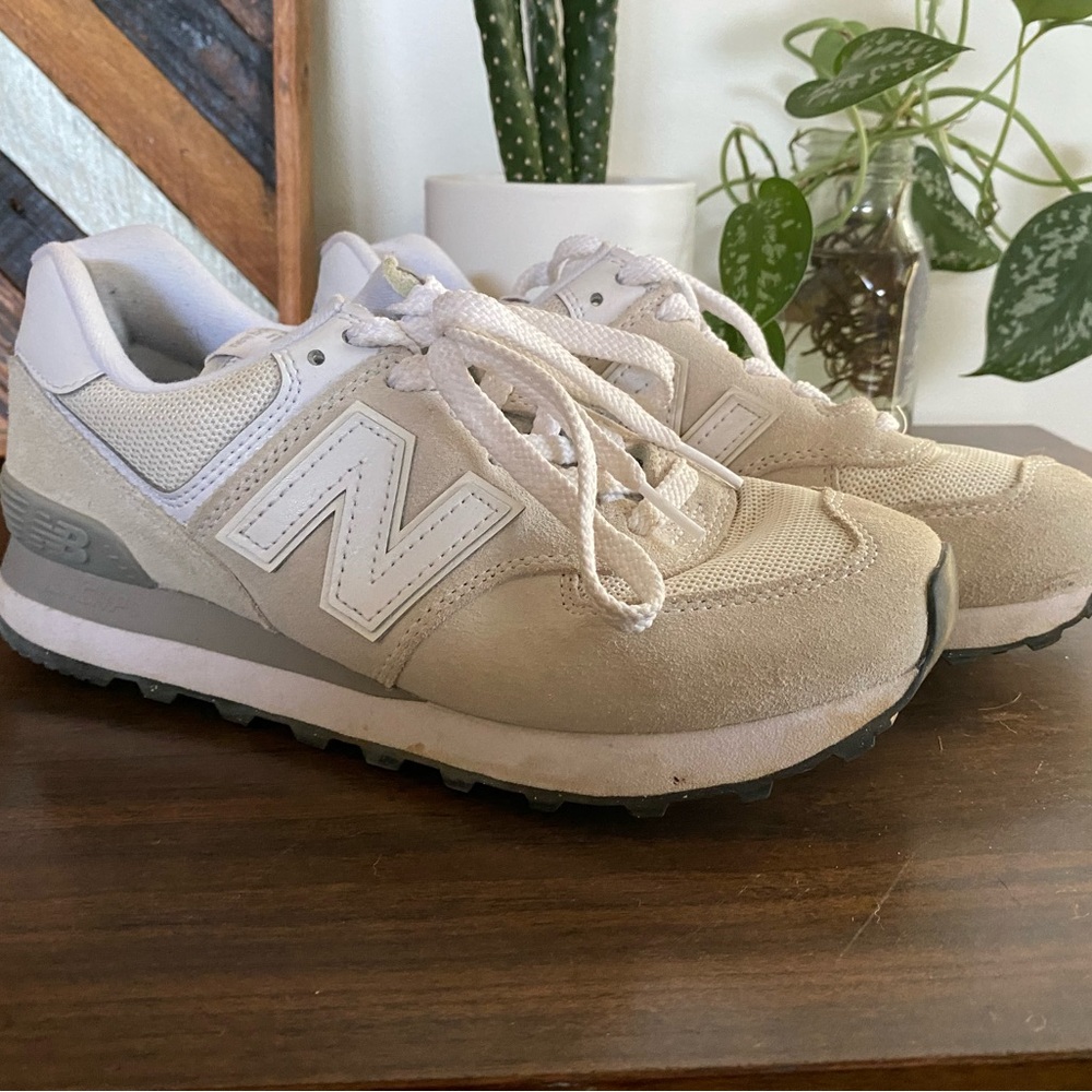 New Balance Cream and White Sneakers